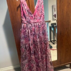 Elegant Pink Floral Women's Dress